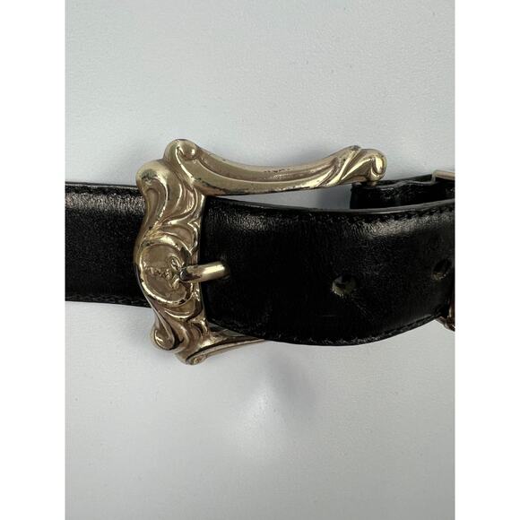 Fossil Black Leather Belt With Silver Accents Size Large Western Boho Rodeo - Picture 3 of 10